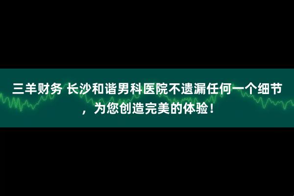 三羊财务 长沙和谐男科医院不遗漏任何一个细节，为您创造完美的体验！