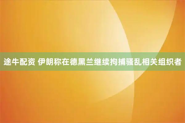 途牛配资 伊朗称在德黑兰继续拘捕骚乱相关组织者